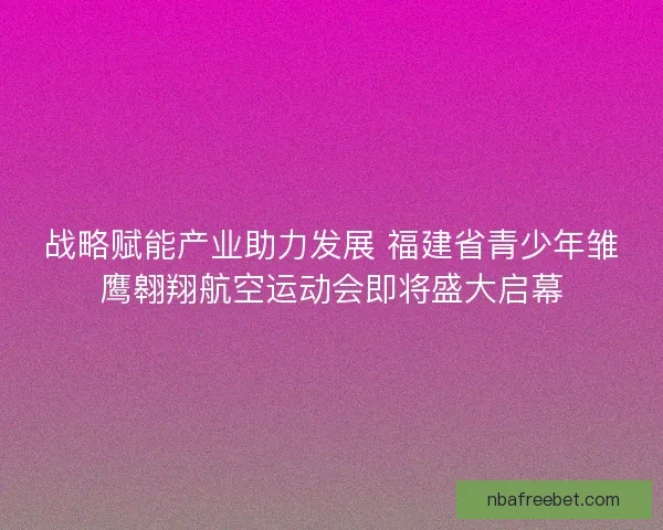 战略赋能产业助力发展 福建省青少年雏鹰翱翔航空运动会即将盛大启幕 战略赋能产业助力发展 福建省青少年雏鹰翱翔航空运动会即将盛大启幕