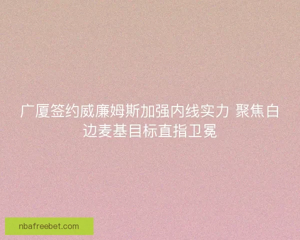 广厦签约威廉姆斯加强内线实力 聚焦白边麦基目标直指卫冕